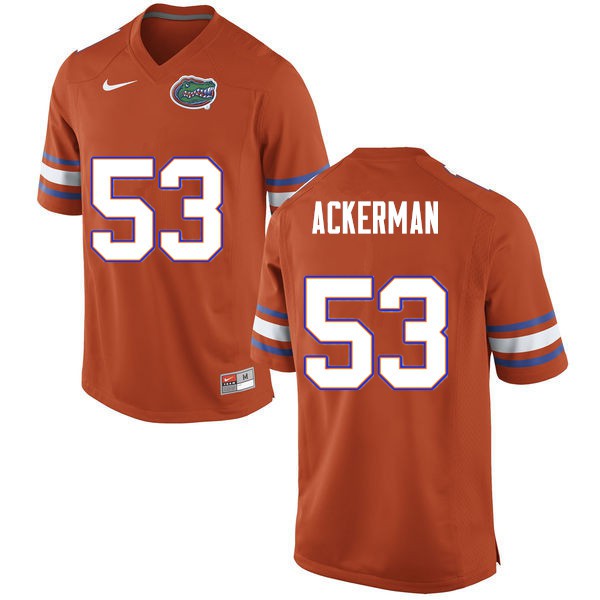 Men #53 Brendan Ackerman Florida Gators College Football Jerseys Orange